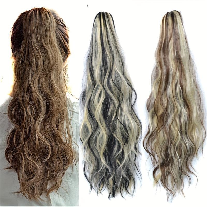 Long Water Wave Ponytail Extension Synthetic Hair for Women Girls