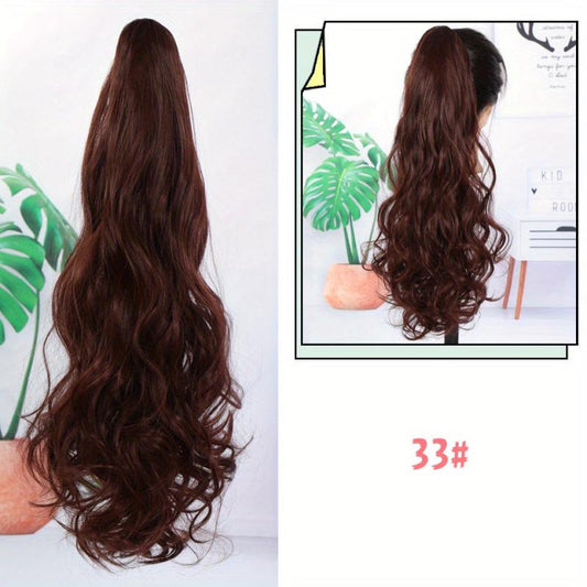 55 88 Cm Synthetic Claw Clip In Curly Wavy Ponytail Extensions