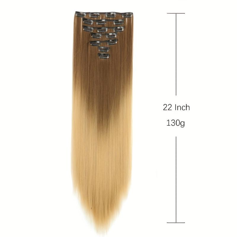 Synthetic Clip In Hair Extension 7Pcs Set 55 Straight Hairpiece