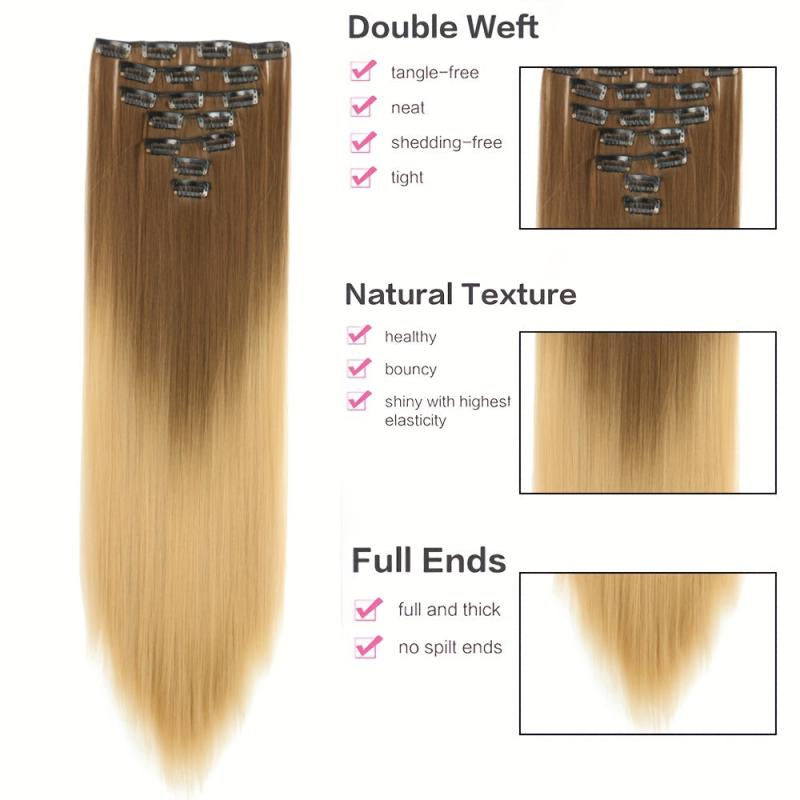 Synthetic Clip In Hair Extension 7Pcs Set 55 Straight Hairpiece