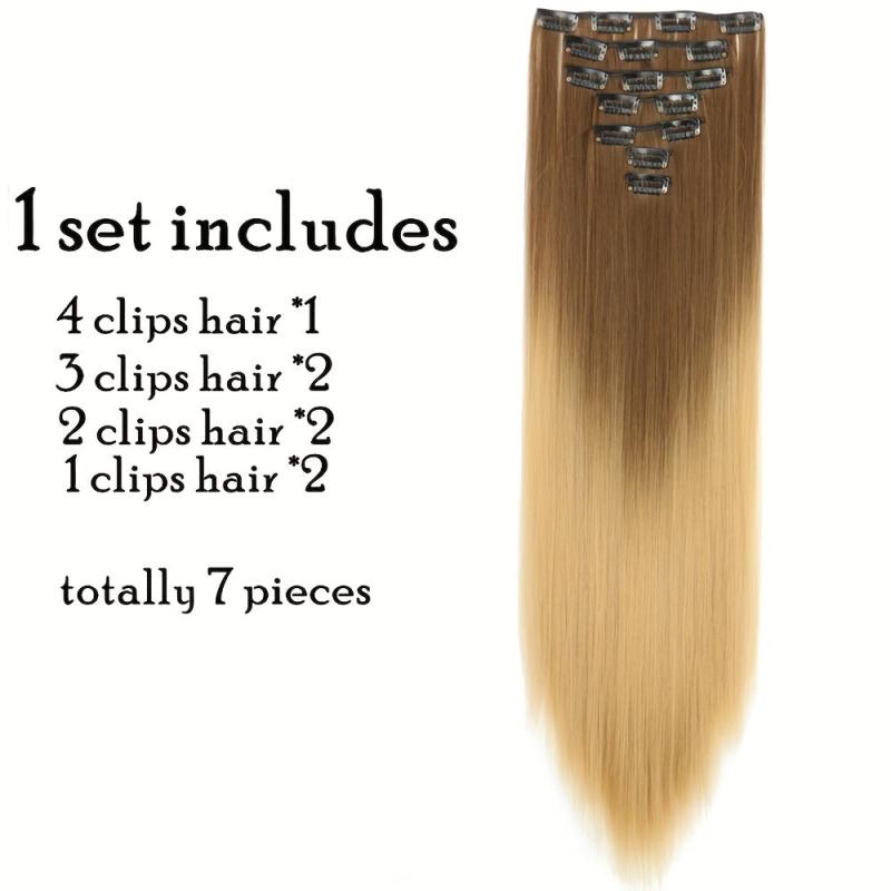 Synthetic Clip In Hair Extension 7Pcs Set 55 Straight Hairpiece