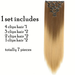 Synthetic Clip In Hair Extension 7Pcs Set 55 Straight Hairpiece