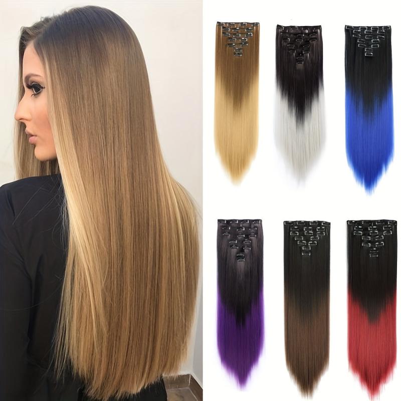 Synthetic Clip In Hair Extension 7Pcs Set 55 Straight Hairpiece