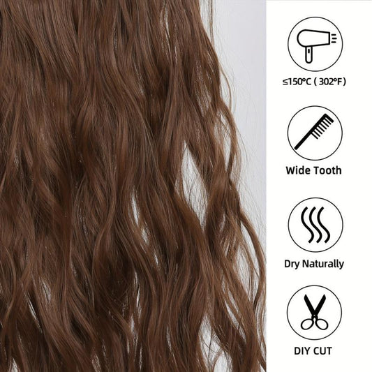 Long Wavy Hair Pieces Synthetic Fishing Line Hair Extensions For Daily Use