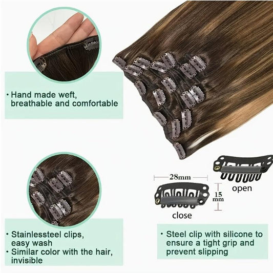 Long Straight Human Hair Extensions Soft & Natural 120g