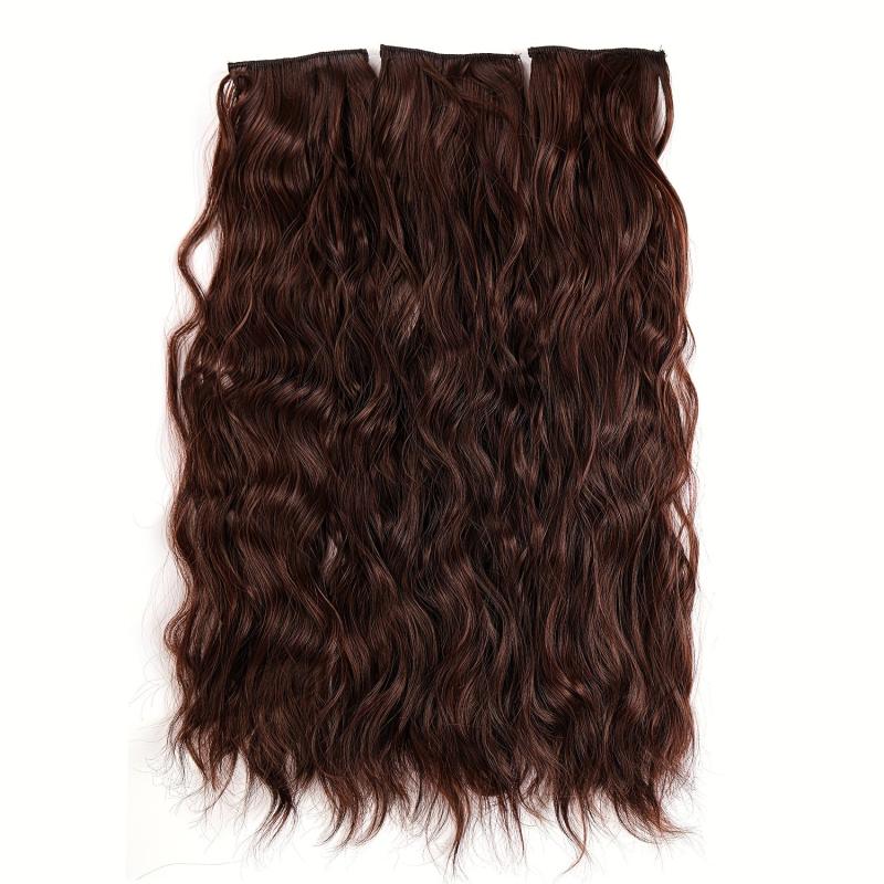 3pcs Long Wavy Hair Pieces Synthetic Clip In Extensions Natural Look