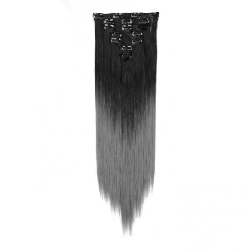 Long Straight Clip In Hairpiece Extensions 7Pcs Set 55 Dark Brown MixColor