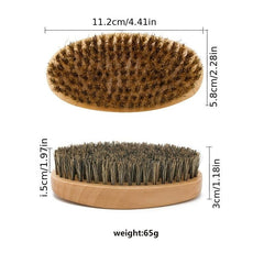Boar Bristle Beard Brush & Wooden Comb Set