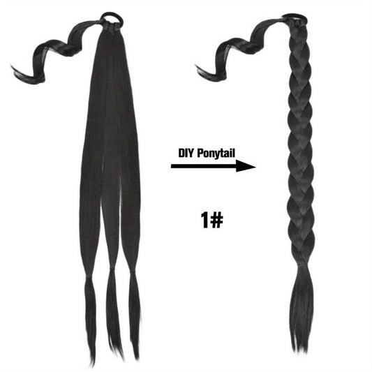 DIY Long Braided Ponytail Extensions 36 Cm Fiber Hairpiece
