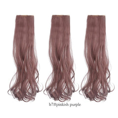 Female Wig Piece Short Long Hair Powder Brown 3 Piece Set