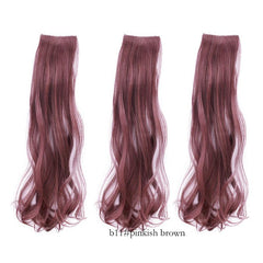 Female Wig Piece Short Long Hair Powder Brown 3 Piece Set