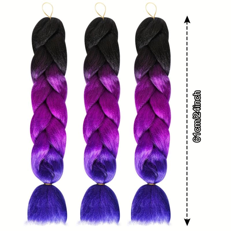3 Packs Jumbo Braiding Hair 60 96 Cm Ombre Purple Royal Braids Ponytail