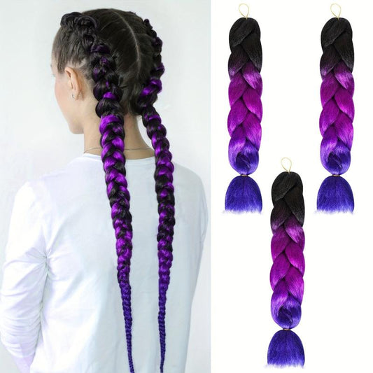 3 Packs Jumbo Braiding Hair 60 96 Cm Ombre Purple Royal Braids Ponytail
