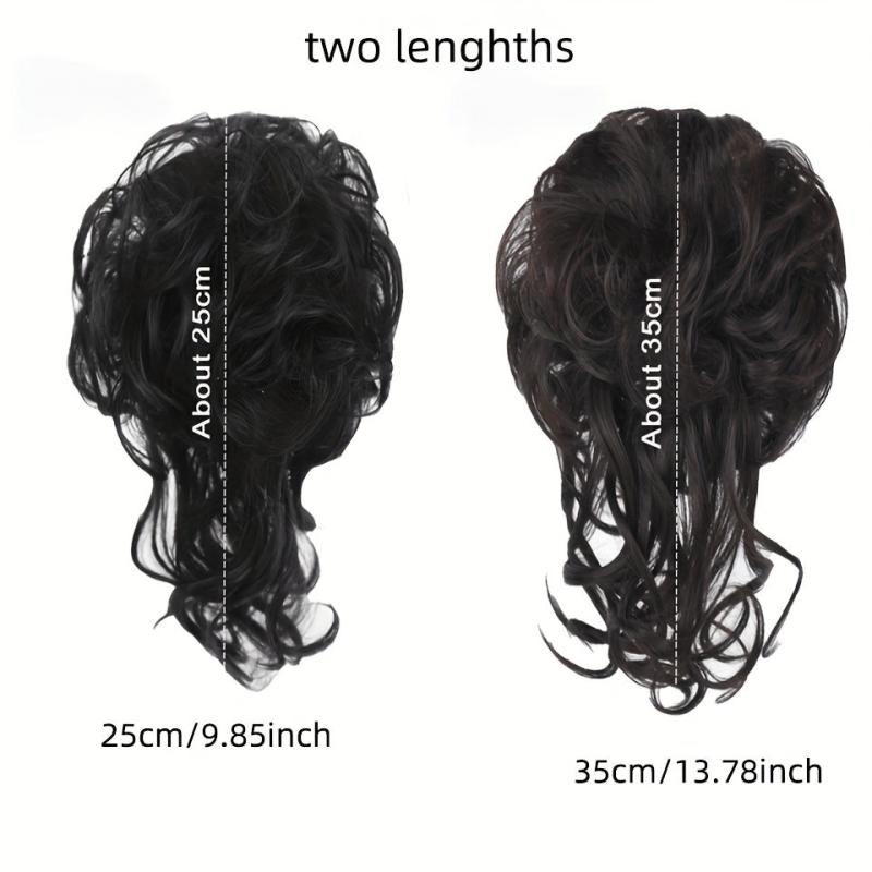 Wavy Curly Hairpieces Clip In Hair Extension Natural Brown