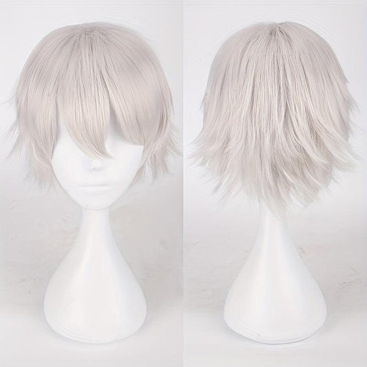 Colorful Short Straight Synthetic Wig With Bangs Anime Cosplay Wig