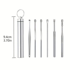 Stainless Steel Ear Digging Spoon Spiral Adult Portable Keychain Ear Tool Set