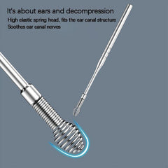 Stainless Steel Ear Digging Spoon Spiral Adult Portable Keychain Ear Tool Set