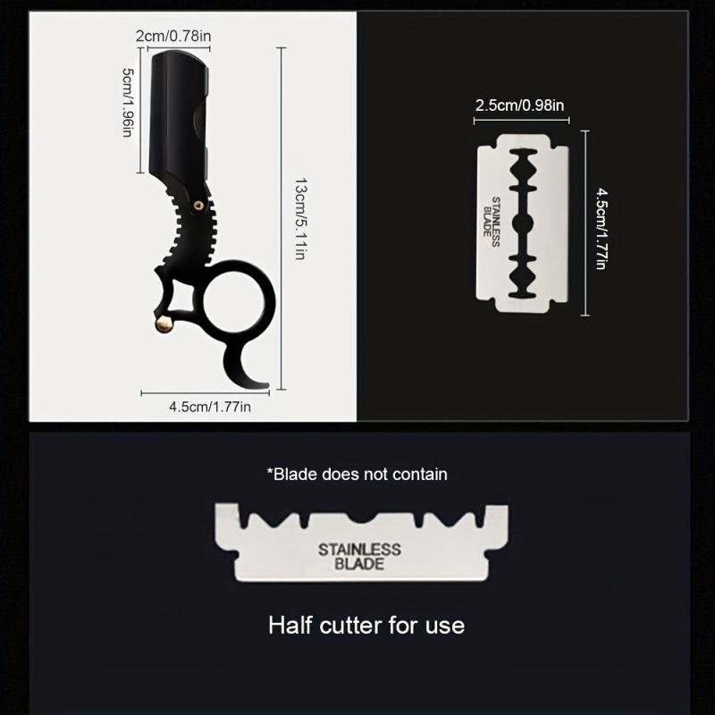 Straight Edge Haircut Razor with 10 Blades Haircut Beard Eyebrow Shaving Tool