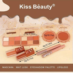6-Piece Makeup Set with Eyeshadow, Blush, Lip Gloss, Mascara - Portable Kit