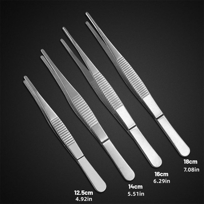 2PCS Stainless Steel Round Head Tweezers Curved Serrated Tip Gardening Tools