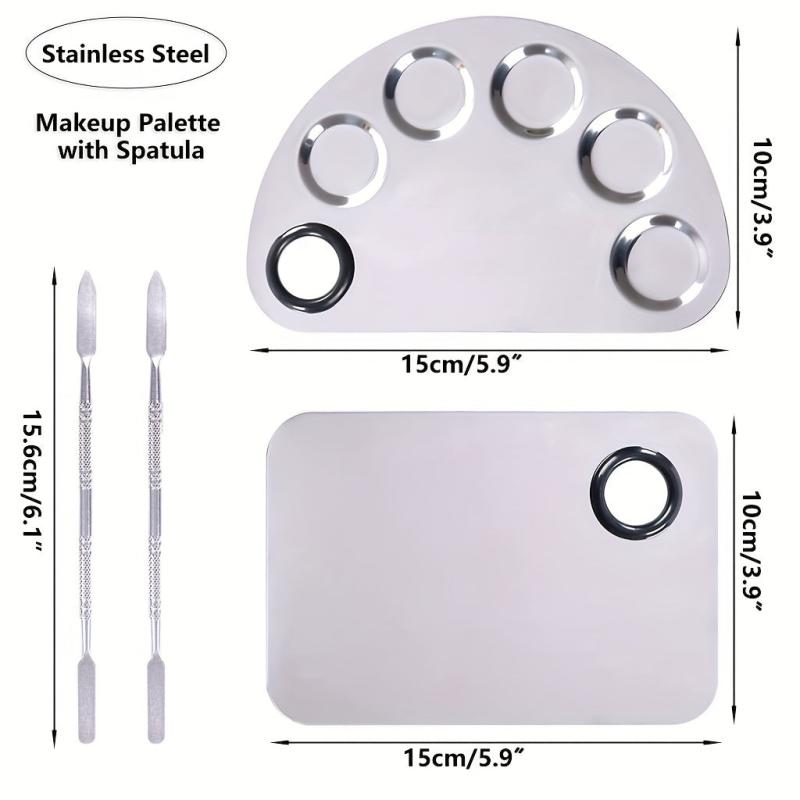 Stainless Steel Makeup Palette 15x10 Cosmetic Mixing Palette with Spatula Tool