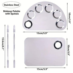 Stainless Steel Makeup Palette 15x10 Cosmetic Mixing Palette with Spatula Tool