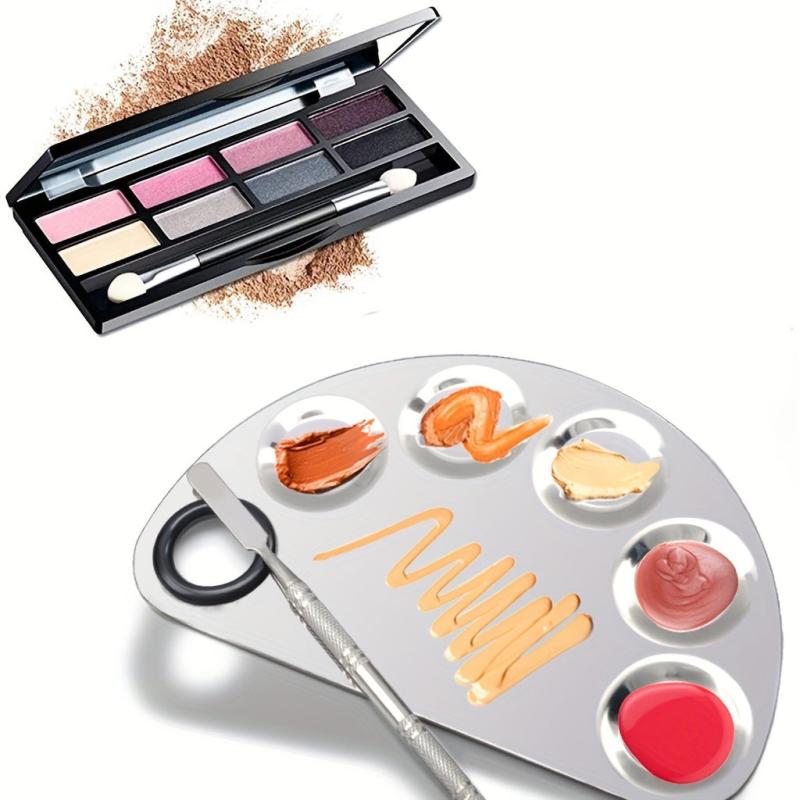 Stainless Steel Makeup Palette 15x10 Cosmetic Mixing Palette with Spatula Tool
