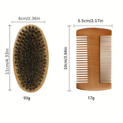 Beard Brush & Comb Set Boar Bristle Brush Wooden Comb