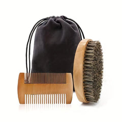 Beard Brush & Comb Set Boar Bristle Brush Wooden Comb