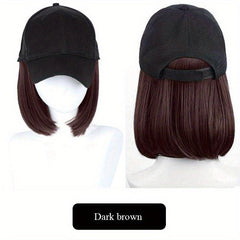 Short Straight Bob Wig Adjustable Size Synthetic Hairpiece