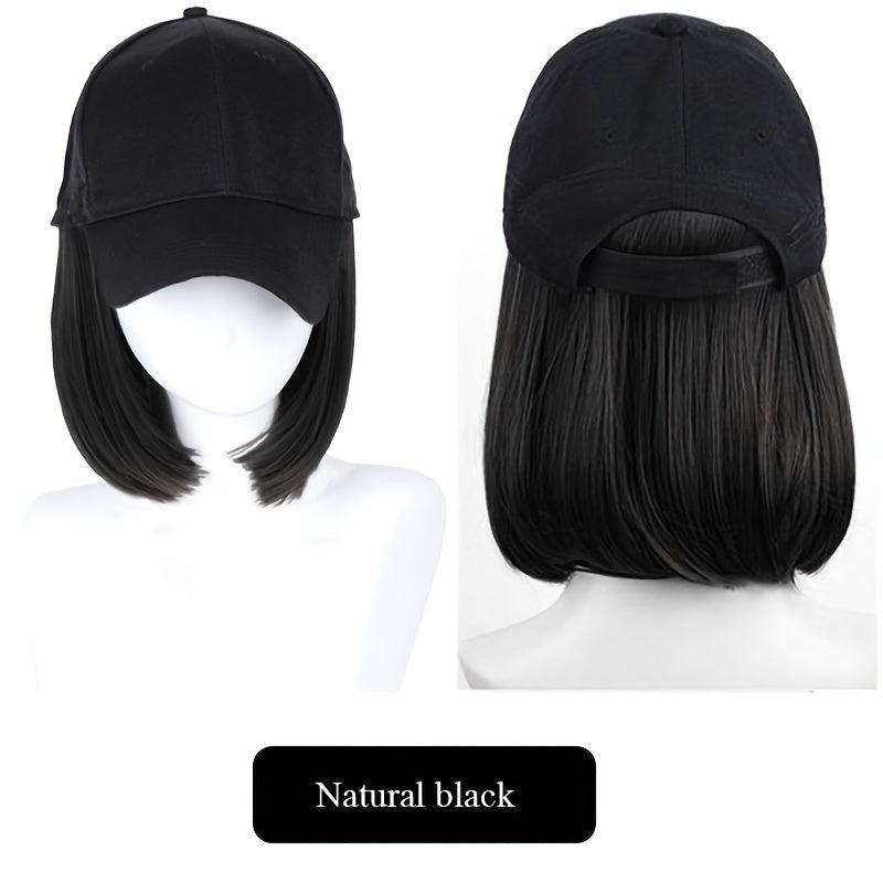 Short Straight Bob Wig Adjustable Size Synthetic Hairpiece