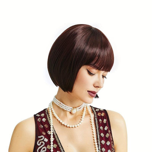 Short Straight Bob Wig Synthetic Wig With Bangs Movie Cosplay Wig