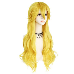 Princess Peach Wig Long Curly Cosplay Synthetic Wig With Bangs & 1pc Wig Cap