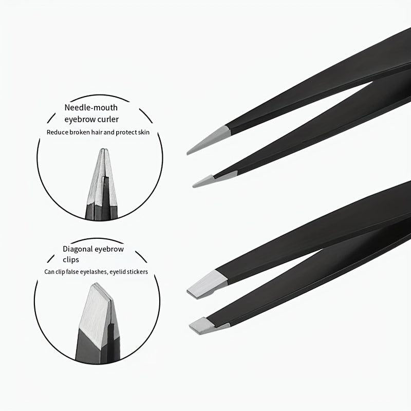 Professional Stainless Steel Tweezers For Eyebrows - Great Precision