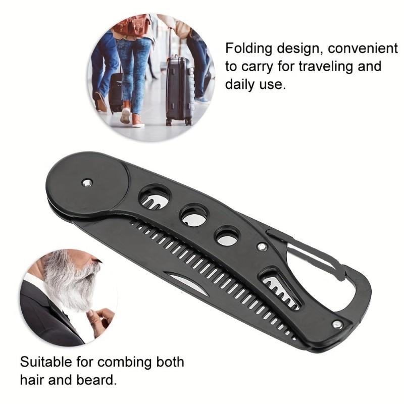 Stainless Steel Folding Beard Comb Portable Anti Static Comb For Men