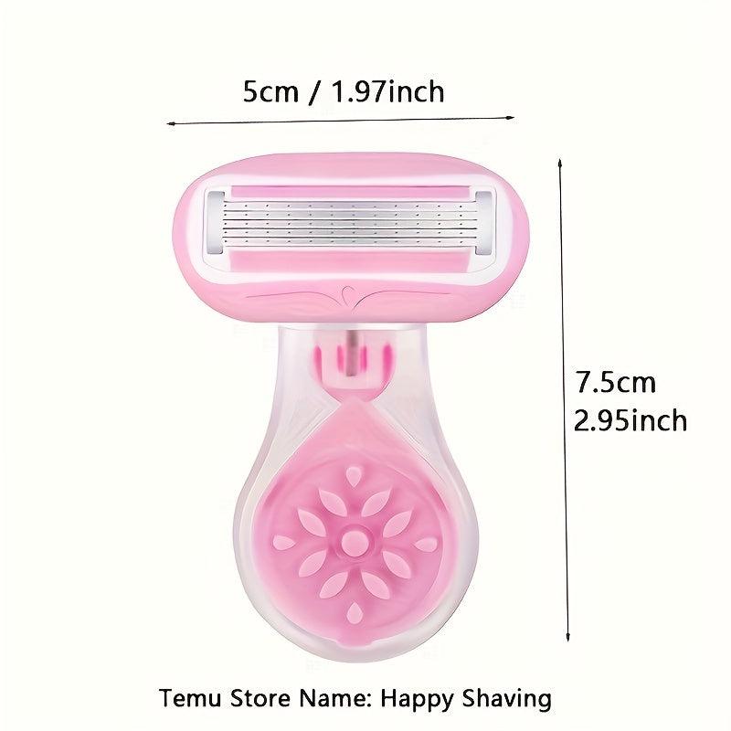 5-Layer Pink Drop Shaped Women's Shaving Razor with Storage Box