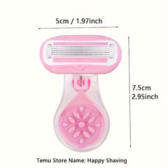 5-Layer Pink Drop Shaped Women's Shaving Razor with Storage Box