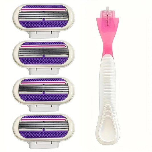3-Layer Manual Razor for Women with 4 Blades, Skin Protection