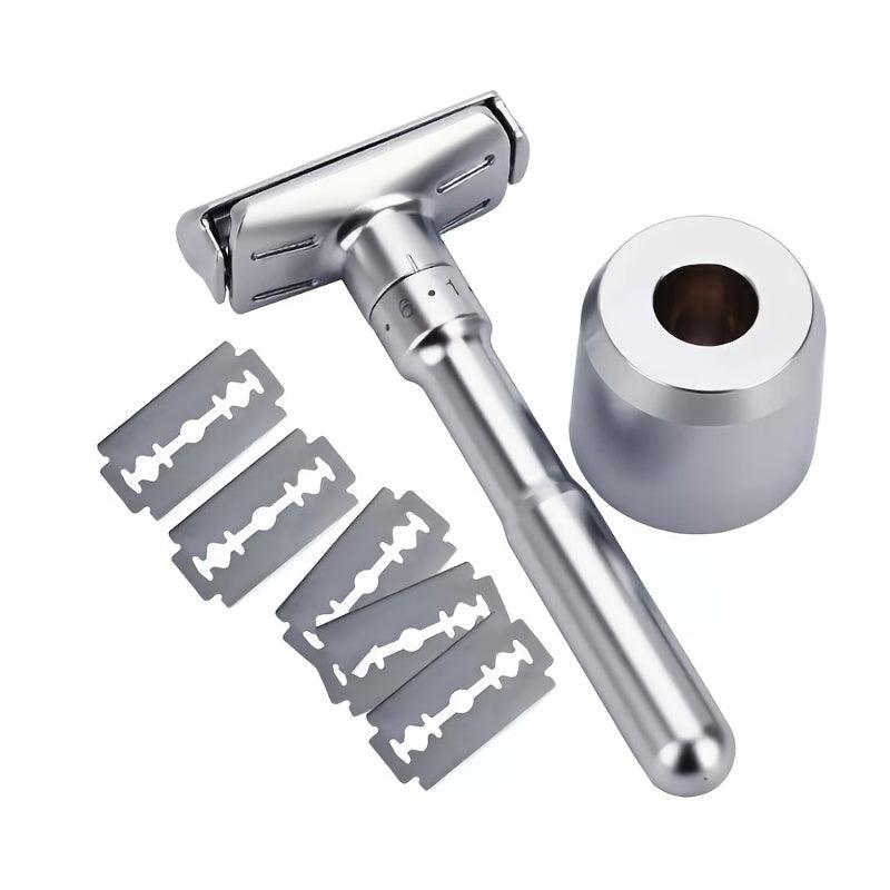 Adjustable Double Edge Safety Razor + 5 Blades for Smooth Shaving