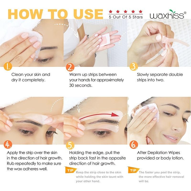 12 Sheets Honey Waxing Strips for Painless Hair Removal