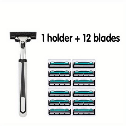 Stainless Steel Men Razor Face Care Tool Handle Blades
