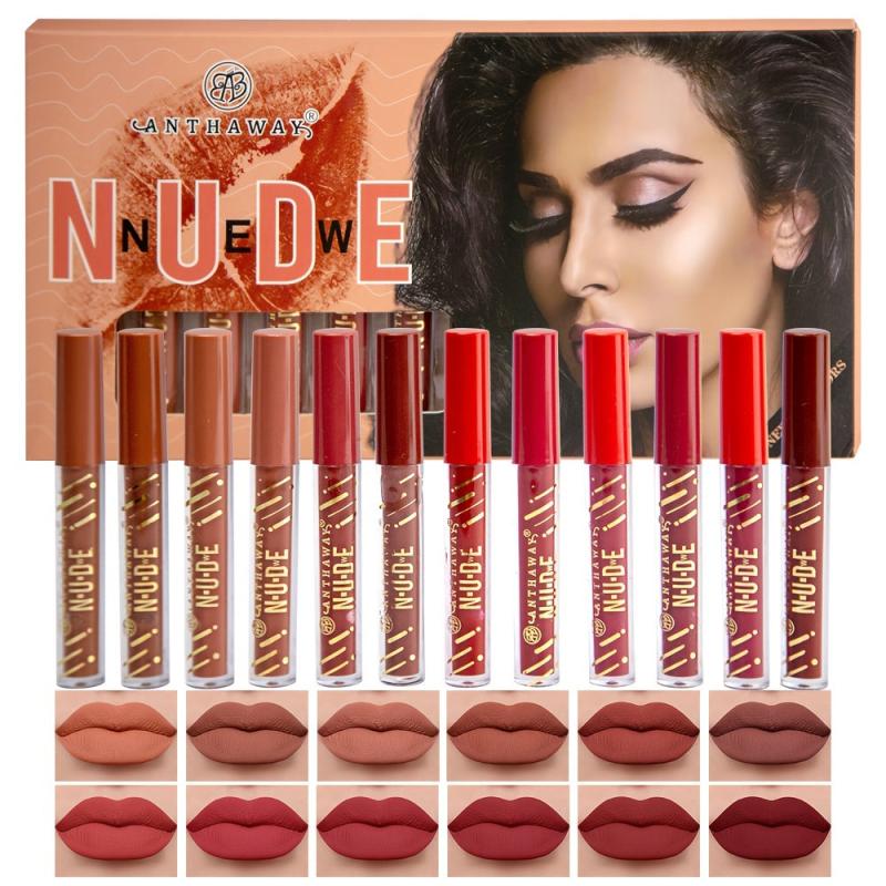 12pcs Velvet Matte Liquid Lipstick Set Magnet Long Lasting Waterproof Lip Gloss