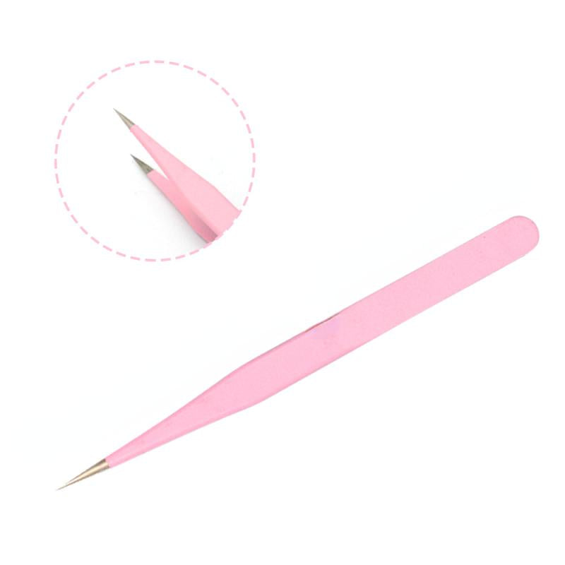 2 Pcs Portable Anti Static Tweezers Set for Eyelash Extension Eyebrow