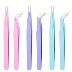 2 Pcs Portable Anti Static Tweezers Set for Eyelash Extension Eyebrow