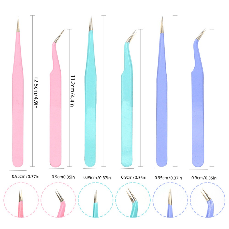 2 Pcs Portable Anti Static Tweezers Set for Eyelash Extension Eyebrow