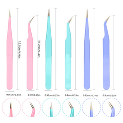 2 Pcs Portable Anti Static Tweezers Set for Eyelash Extension Eyebrow