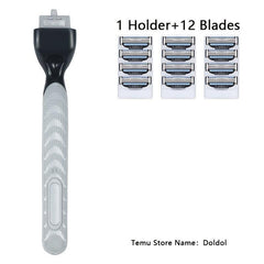 3-Layer Safety Razor Set with 36 Blades & Holder - Stainless Steel Shaving Kit
