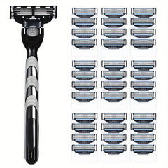 3-Layer Safety Razor Set with 36 Blades & Holder - Stainless Steel Shaving Kit