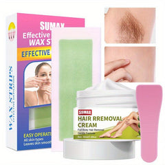 Hair Removal Kit with Cream and Wax Strips - Painless and Effective