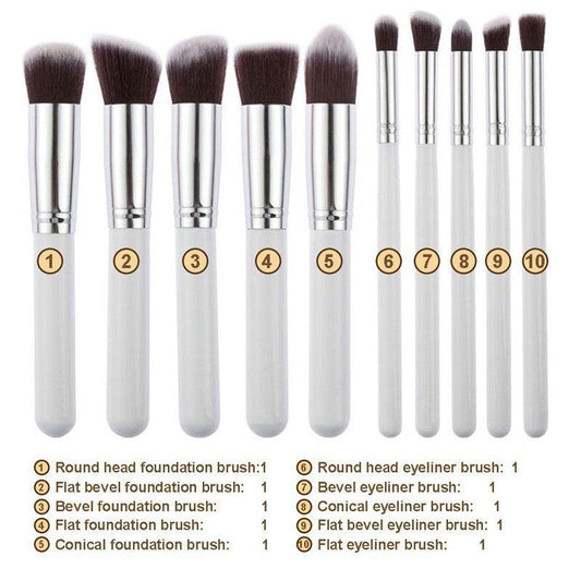 10pcs Synthetic Makeup Brush Set for All Skin Types and Makeup Looks